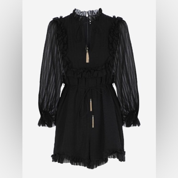 NWT Zimmerman Maples Frill Playsuit Stripe Ruffle Romper Black sz 1 Small - Picture 1 of 11